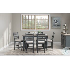 Easton Hills Distressed Denim And Stone Washed Extendable Counter Height Dining Room Set