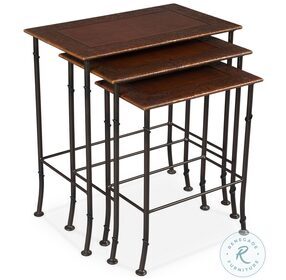 Kew Gardens Brown Leather Nesting Tables