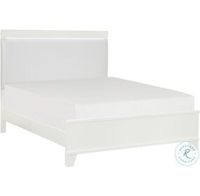 Kerren White High Gloss Full Upholstered Panel Bed