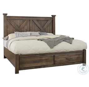 Cool Rustic Mink Queen Poster Bed With Footboard Storage