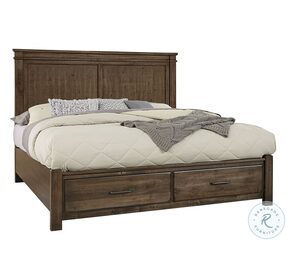 Cool Rustic Mink King Mansion Bed With Footboard Storage