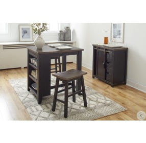 Madison County Vintage Black 3 Piece Counter Height Storage Dining Set