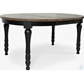 Madison County Vintage Black Round to Oval Extendable Dining Table