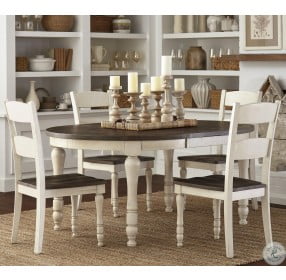 Madison County Vintage White Round to Oval Extendable Dining Room Set
