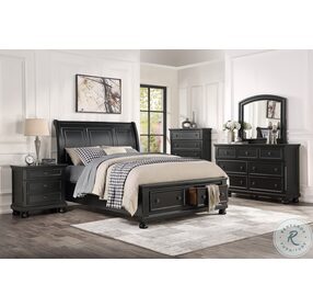 Laurelin Black Sleigh Storage Bedroom Set