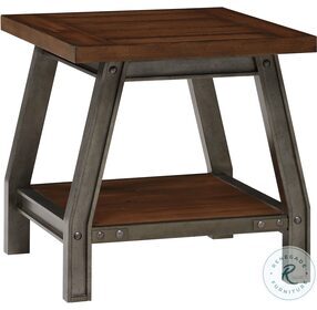 Holverson Rustic Brown And Gunmetal End Table