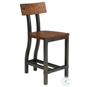 Holverson Rustic Brown And Gunmetal Counter Height Chair Set of 2