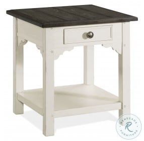 Grand Haven Feathered White And Rich Charcoal Square End Table