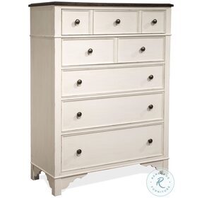 Grand Haven Feathered White And Rich Charcoal 5 Drawer Chest