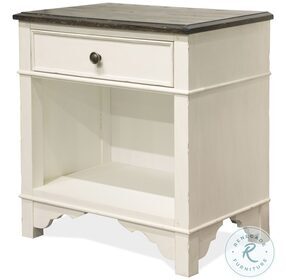 Grand Haven Feathered White And Rich Charcoal 1 Drawer Nightstand