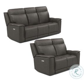 Miller Brown Leather Power Reclining Living Room Set With Power Headrest And Lumbar