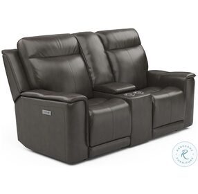 Miller Brown Leather Power Reclining Console Loveseat With Power Headrest And Lumbar