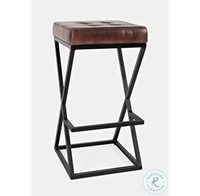 Global Archive Dark Sienna Leather Counter Height Stool