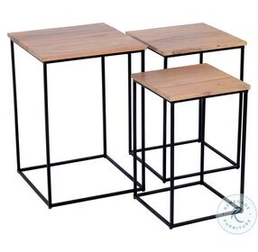 Global Archives Natural 3 Piece Nesting Table Set