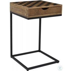 Global Archive Natural Brown Checkerboard Accent Table