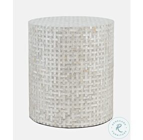Global Archive Basketweave Handcrafted Capiz Shell Small Accent Table