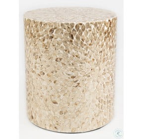 Global Archive Sand Round Capiz Accent Table