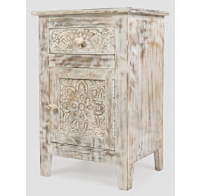 Global Archive Gray Hand Carved Accent Table