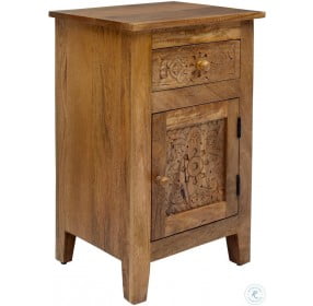 Global Archive Natural Hand Carved Accent Table