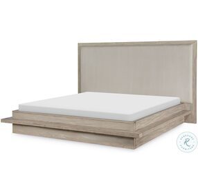 Westwood Light Weathered Oak Queen Upholstered Panel Bed