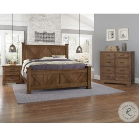 Cool Rustic Amber Poster Bedroom Set With X Footboard