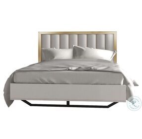 Fiocco Premium White And Gold Queen Panel Bed