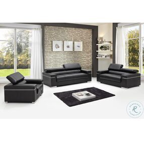 Soho Black Leather Living Room Set