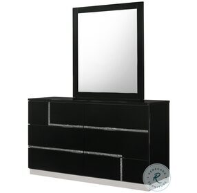 Lucca Black Lacquer Dresser and Mirror
