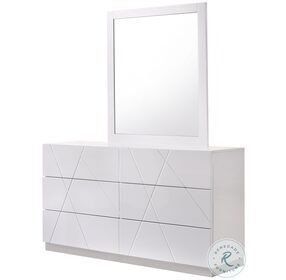 Naples White Lacquer Dresser and Mirror