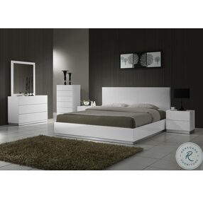 Naples White Lacquer Platform Bedroom Set