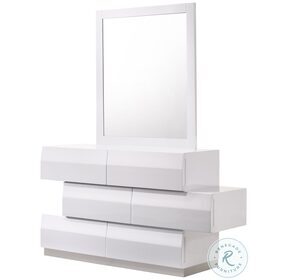 Milan White Lacquer Dresser and Mirror