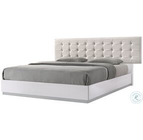 Milan White Lacquer Queen Platform Bed