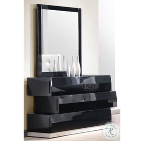 Milan Black Lacquer Dresser and Mirror