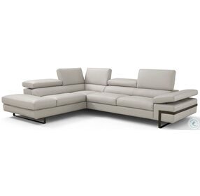 I867 Light Grey Italian Leather LAF Chaise Sectional