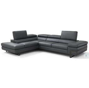 I867 Dark Grey Italian Leather LAF Chaise Sectional