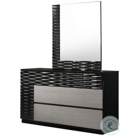 Roma Black And Grey Lacquer Dresser and Mirror