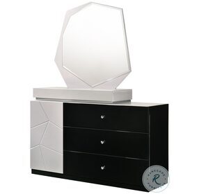 Turin Light Grey and Black Lacquer Dresser and Mirror