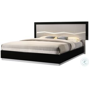 Turin Light Grey and Black Lacquer King Platform Bed