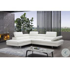 A761 Off White Italian Leather LAF Sectional
