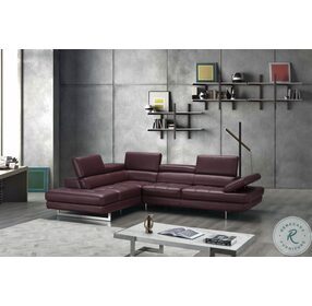 A761 Maroon Italian Leather Chaise LAF Sectional