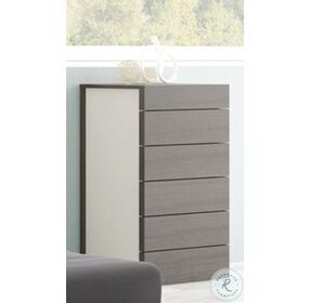 Maia Light Grey Lacquer 6 Drawer Chest