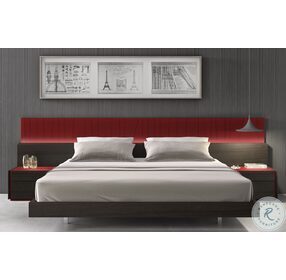 Lagos Red & Wenge Lacquer Queen Platform Bed