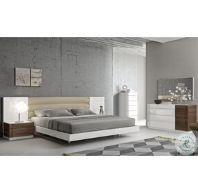 Lisbon White And Beige Platform Bedroom Set