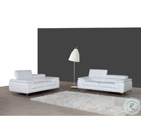 A973 White Italian Leather Living Room Set