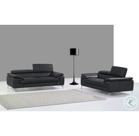 A973 Black Italian Leather Living Room Set