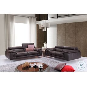 A973 Coffee Italian Leather Living Room Set