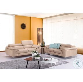 A973 Peanut Italian Leather Living Room Set