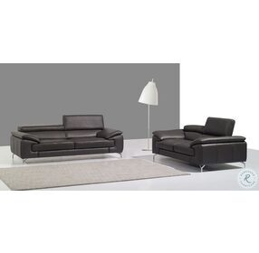 A973 Grey Italian Leather Living Room Set