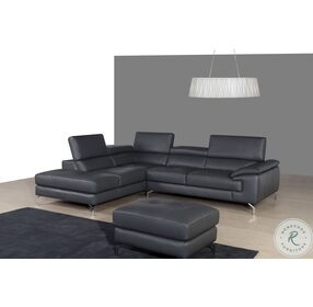 A973 Grey Italian Leather Chaise LAF Sectional