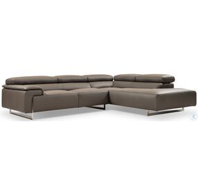 I794  Grey Leather with Ratchet Headrest RAF Sectional